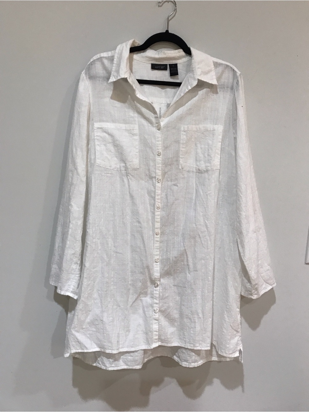 Apt. 9 White Long-Sleeve 100% Cotton Button Tunic